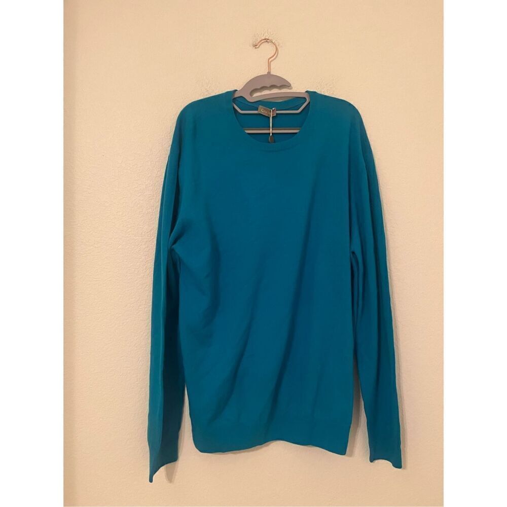 CRUCIANI SWEATER CREWNECK WOOL SIZE LARGE TEAL BLUE NWT NEW - Picture 2 of 8